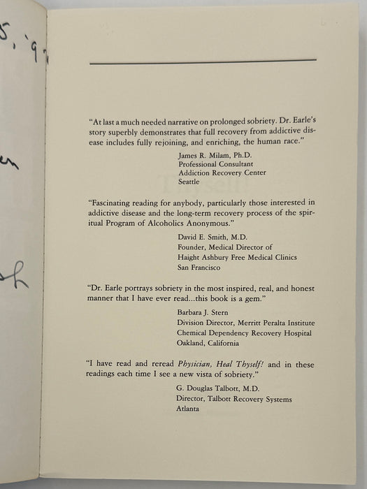 Signed by the Author Dr. Earle M. — Physician, Heal Thyself!
