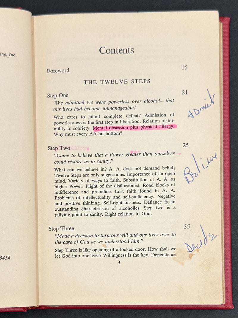 Twelve Steps and Twelve Traditions — First Edition, First Printing (1953) — Inscribed by Bill W. — Custom Bound