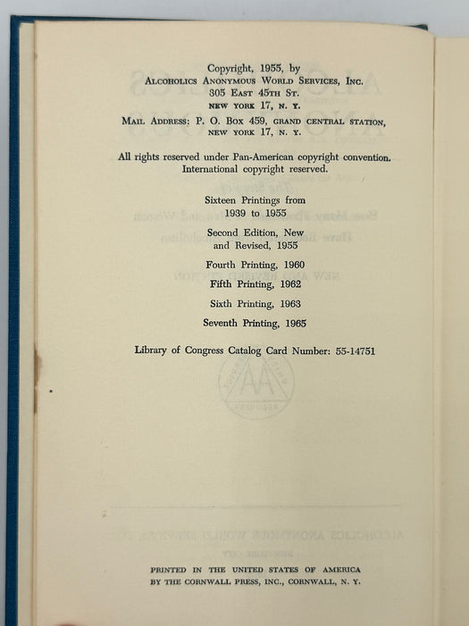 Alcoholics Anonymous Second Edition 7th Printing from 1965 - ODJ