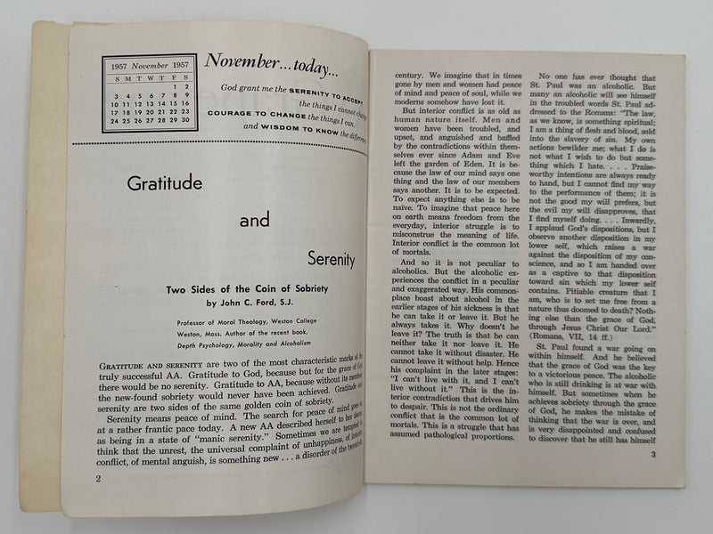 AA Grapevine from November 1957 - Traditions Month