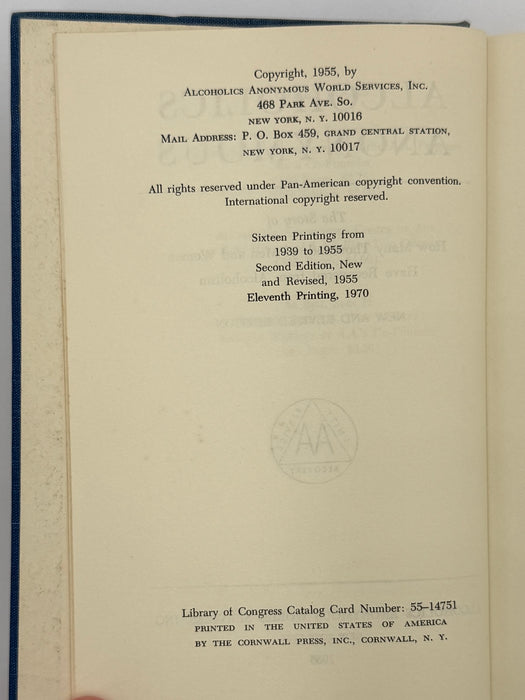 Alcoholics Anonymous Second Edition Big Book 11th Printing with ODJ