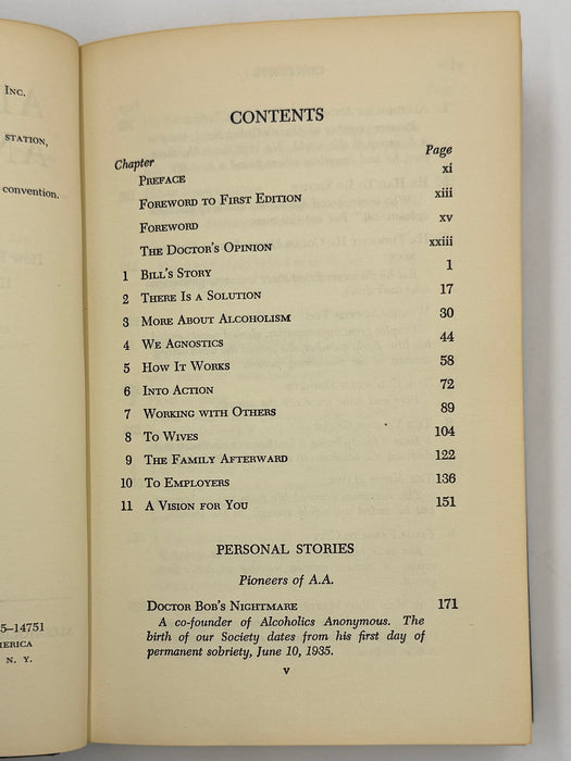 Alcoholics Anonymous Second Edition Big Book 11th Printing - RDJ