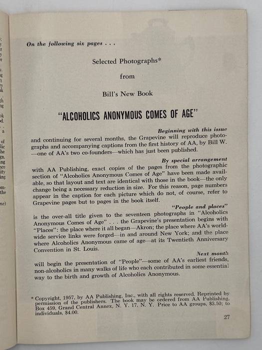 AA Grapevine - AA Comes of Age - October 1957