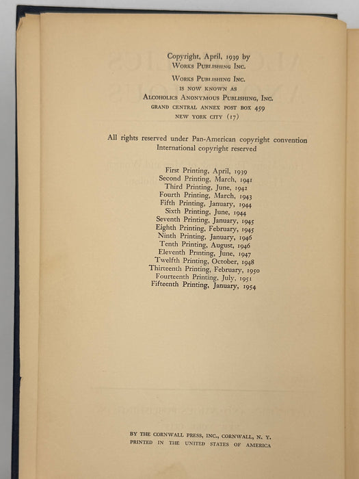 Alcoholics Anonymous First Edition 15th Printing from 1954 - ODJ