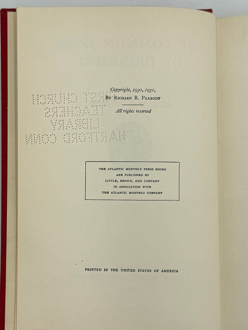 The Common Sense of Drinking by Richard R. Peabody from 1941 - RDJ