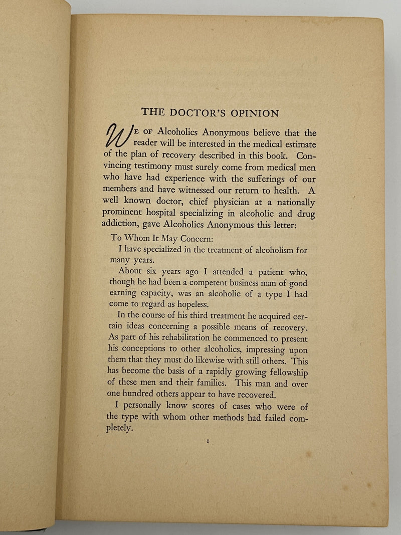 Alcoholics Anonymous First Edition 4th Printing Big Book 1943 - Blue - RDJ Recovery Collectibles
