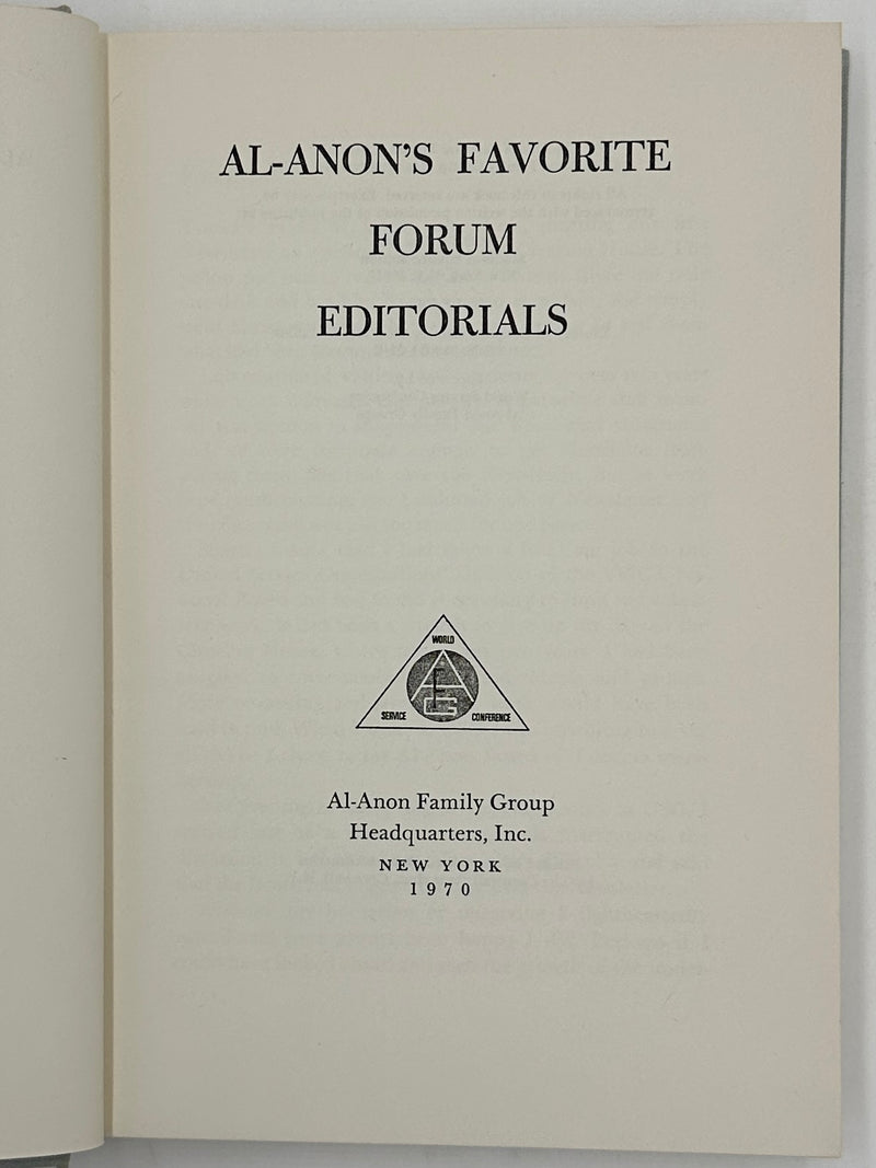 Al-Anon’s Favorite Forum Editorials - First Edition from 1970 - ODJ Recovery Collectibles