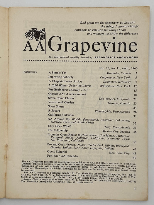 AA Grapevine from April 1960