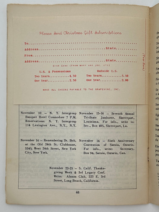 AA Grapevine from November 1952 - Tradition Seven