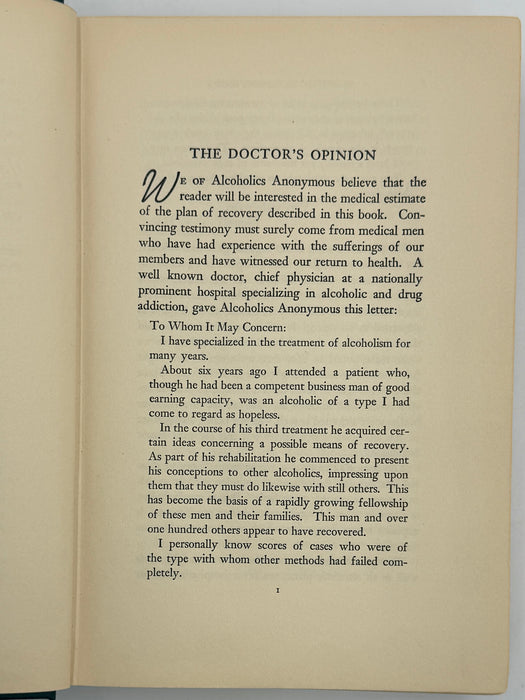 Alcoholics Anonymous Big Book First Edition 2nd Printing from 1941