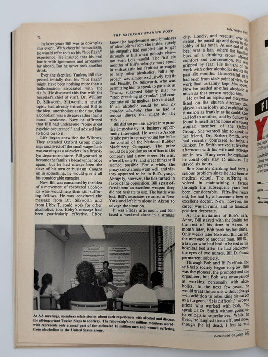 Saturday Evening Post — August 1985 Featuring “Alcoholics Anonymous Celebrates Its 50th Year” by Baz Edwards
