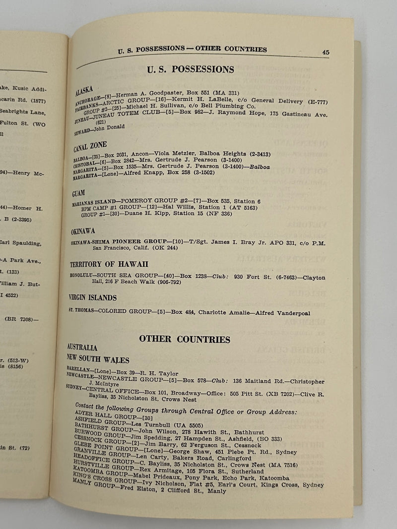 List of AA Groups as of August 1948 Booklet West Coast Collection