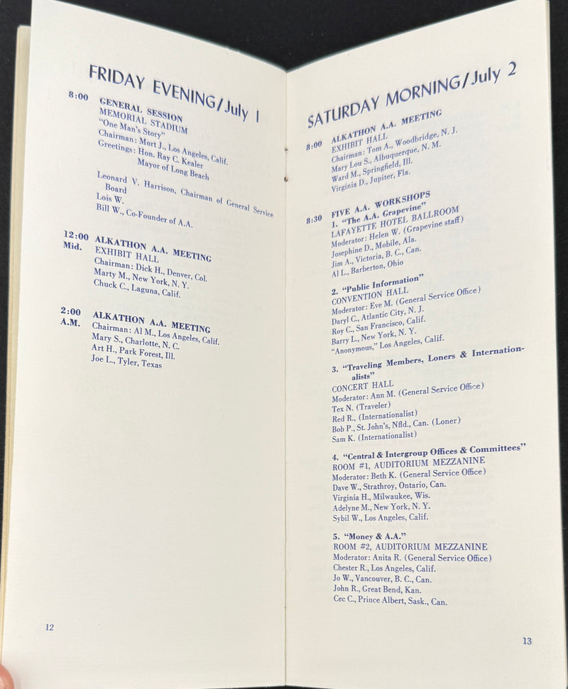 Program — 25th Anniversary International Convention of Alcoholics Anonymous  Long Beach, California · July 1–3, 1960