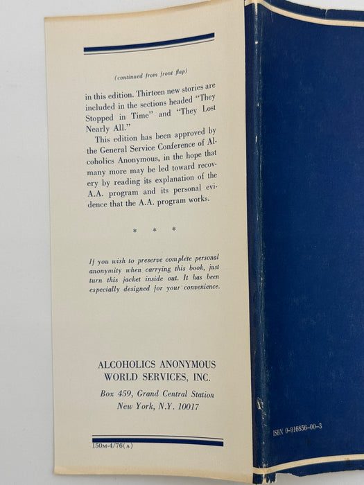 1976 Alcoholics Anonymous Big Book – Third Edition, First Printing – (ODJ)