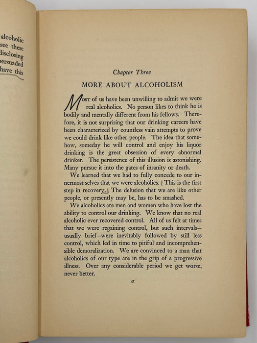 Alcoholics Anonymous (Big Book) — First Edition, First Printing (April 1939)