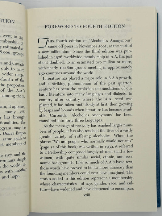 Alcoholics Anonymous Fourth Edition First Printing from 2001