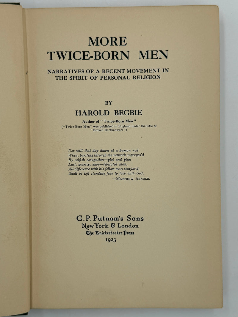 More Twice Born Men by Harold Begbie from 1923 with the original dust jacket