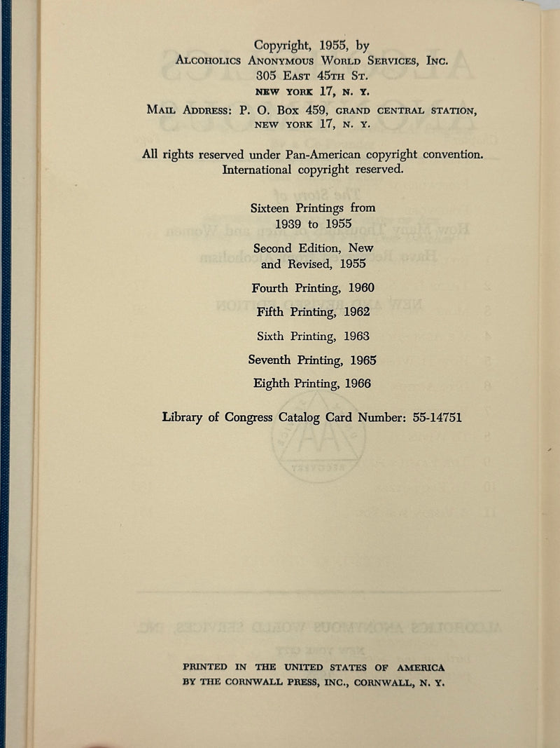Alcoholics Anonymous Second Edition 8th Printing from 1966 - ODJ