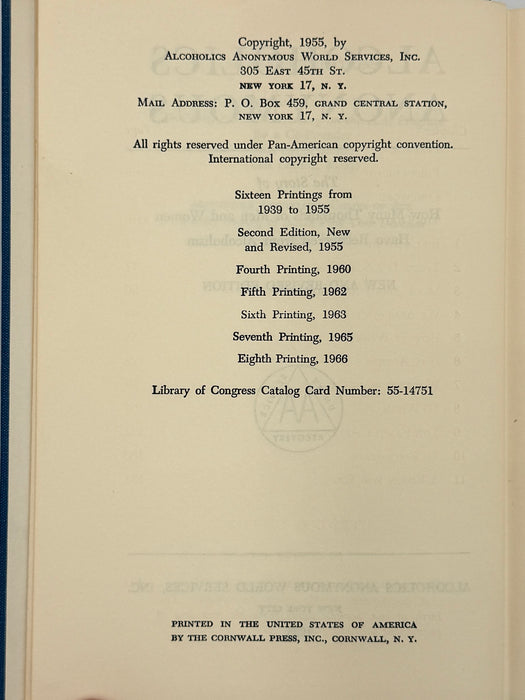 Alcoholics Anonymous Second Edition 8th Printing from 1966 - ODJ