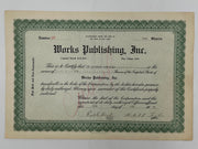 Original Works Publishing Stock Certificate - The Alcoholic Foundation (Copy) West Coast Collection