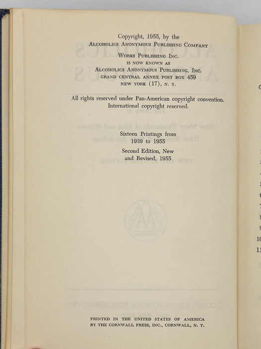 Alcoholics Anonymous Second Edition First Printing from 1955 - RDJ Recovery Collectibles