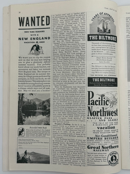 Time Magazine from April 1936 - Cultist Buchman