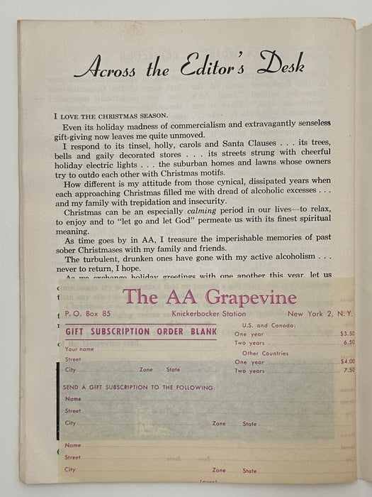 AA Grapevine from December 1957 - The Greatest Gift of All by Bill