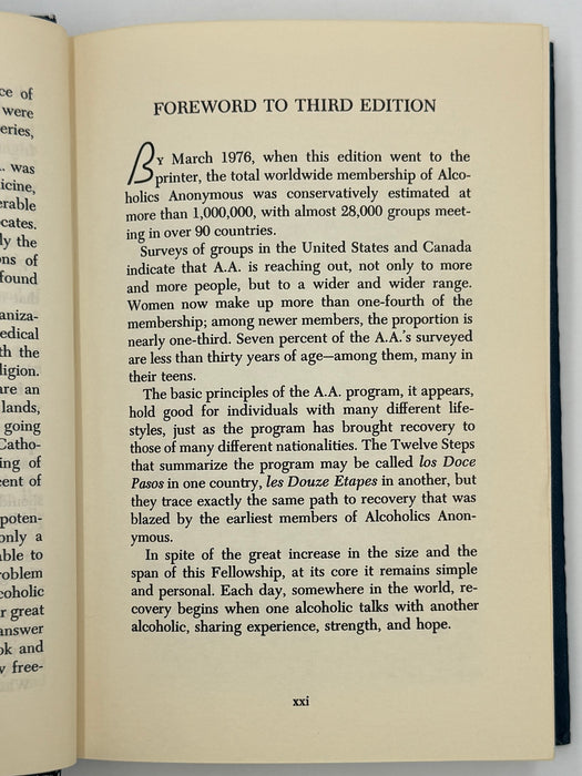 1976 Alcoholics Anonymous Big Book – Third Edition, First Printing – (ODJ)