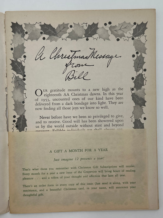 AA Grapevine from December 1953 - Christmas Message from Bill