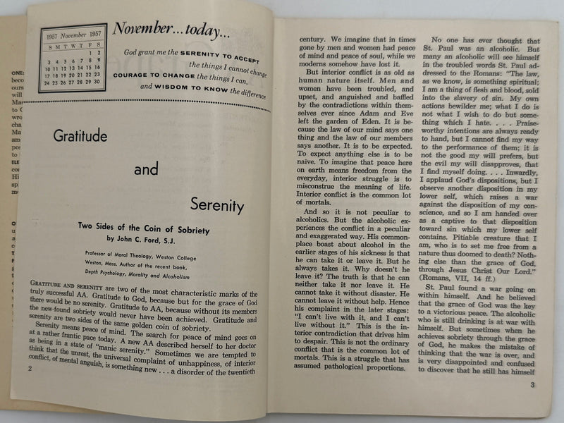 AA Grapevine from November 1957 - Traditions Month Recovery Collectibles
