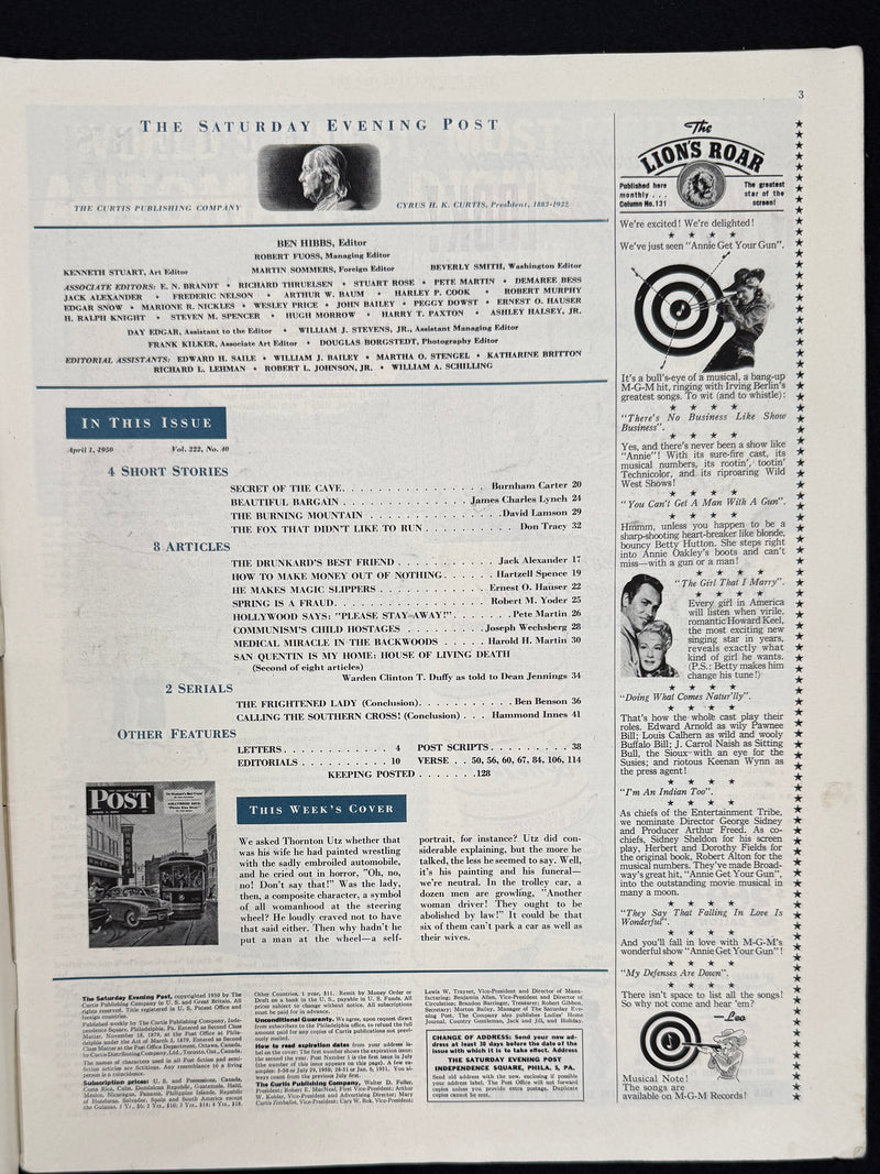 April 1, 1950 Saturday Evening Post featuring Jack Alexander’s Alcoholics Anonymous article “The Drunkard’s Best Friend”