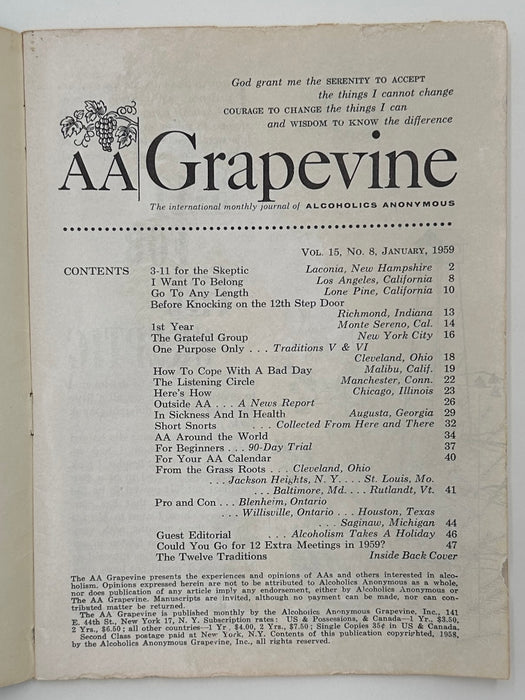 AA Grapevine from January 1959