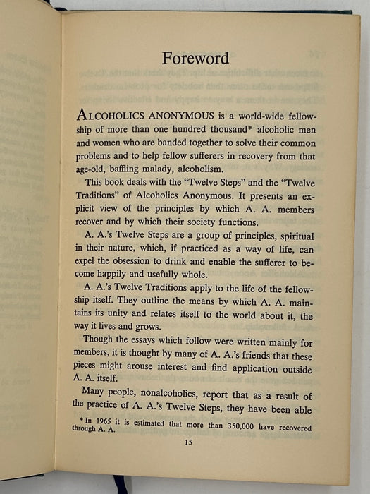 Twelve Steps and Twelve Traditions - First Small Hardback Printing - 1965