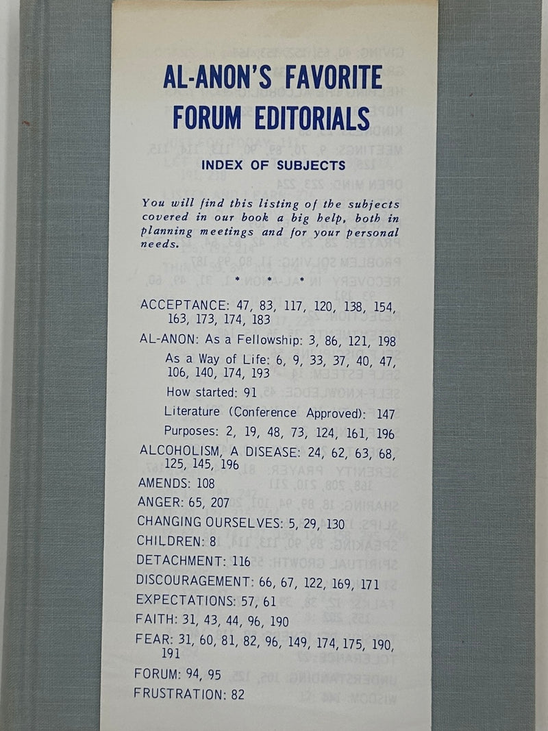 Al-Anon’s Favorite Forum Editorials - First Edition from 1970 - ODJ Recovery Collectibles