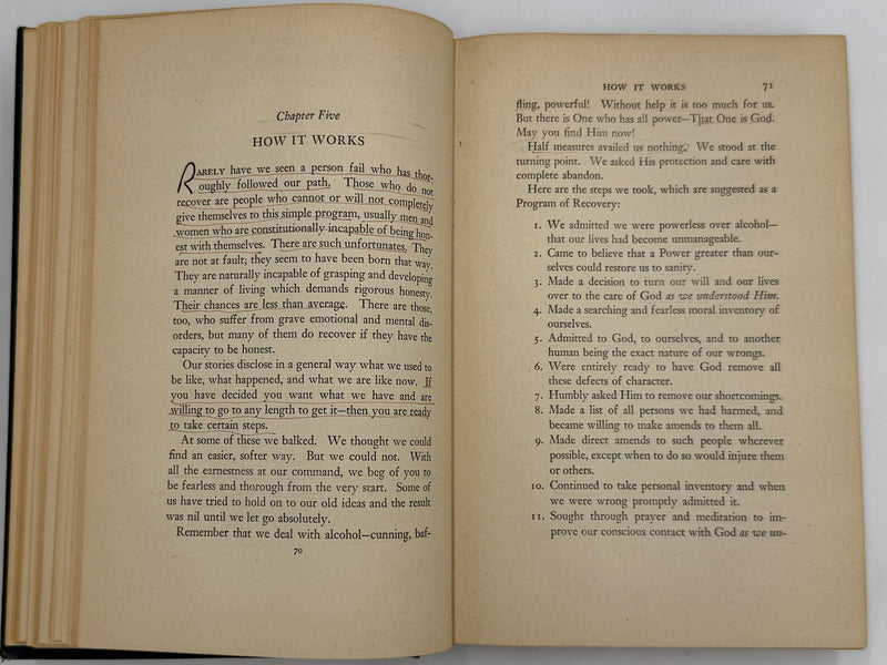 Alcoholics Anonymous First Edition — 7th Printing, January 1945 | Exceptionally Rare Wartime Big Book