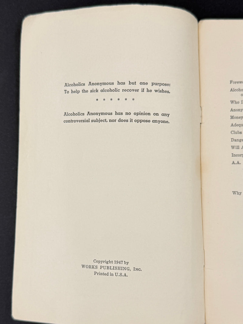 A.A. Tradition: “Our Experience Has Taught Us…”  Works Publishing, Inc. · 1947 · First Printing