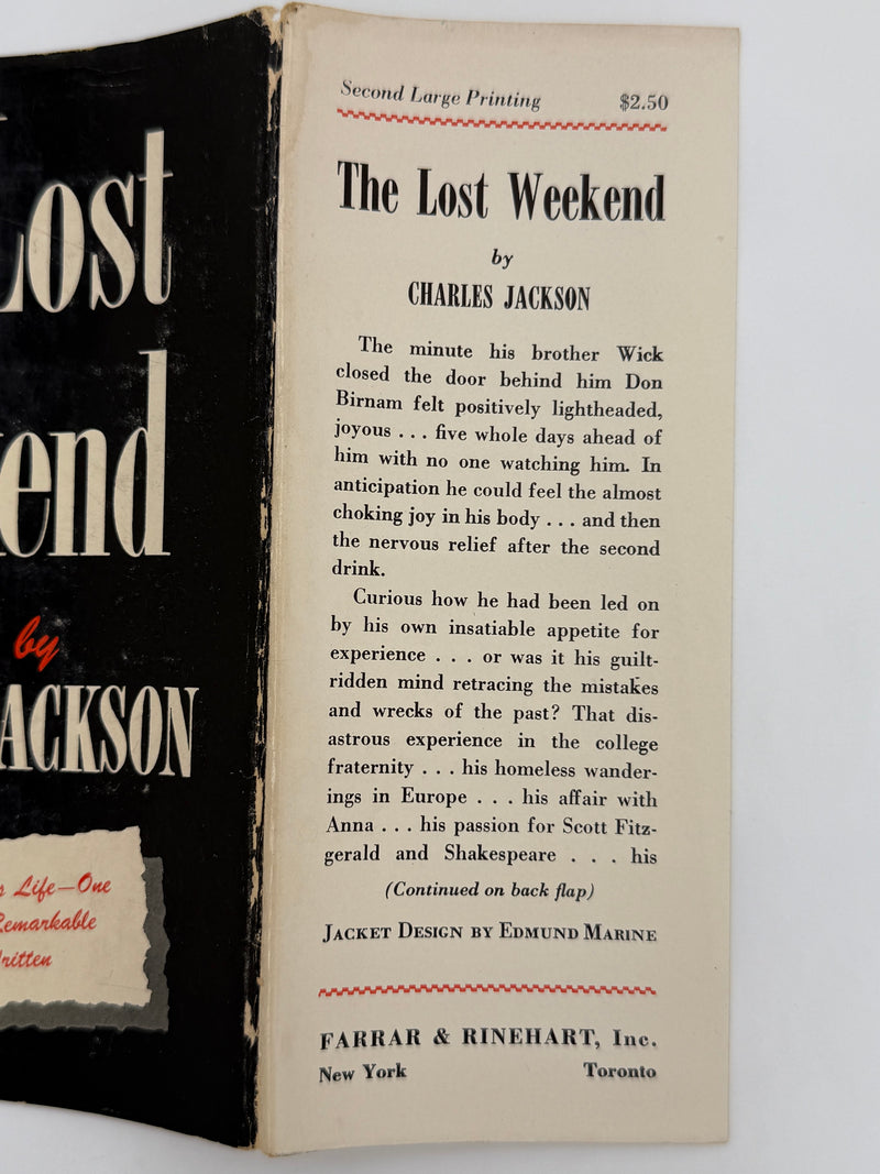 The Lost Weekend — Charles R. Jackson (1944) Signed | Second Large Printing | Original Dust Jacket
