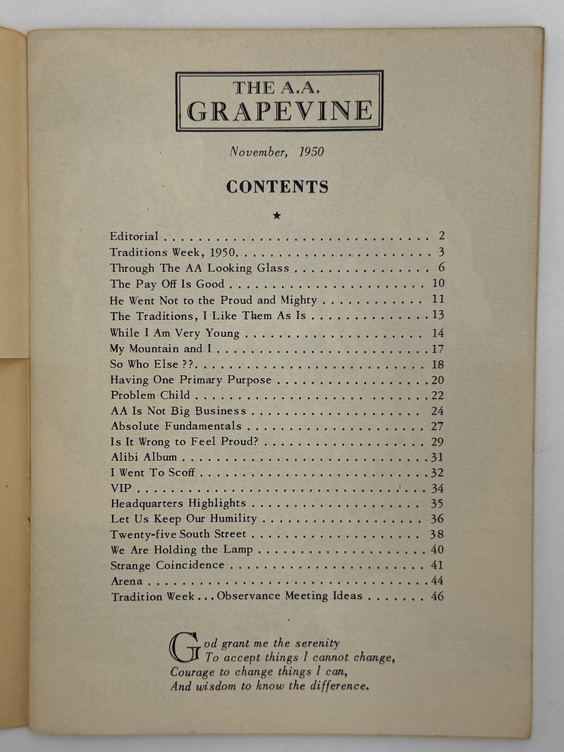 AA Grapevine from November 1950