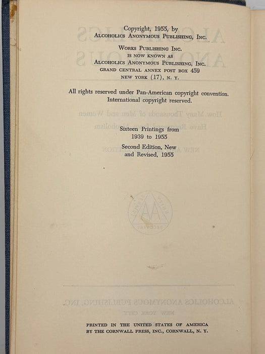 Alcoholics Anonymous Second Edition 2nd Printing - RDJ