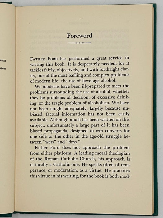 Man Takes A Drink by John C. Ford S.J. - Foreword by Marty Mann