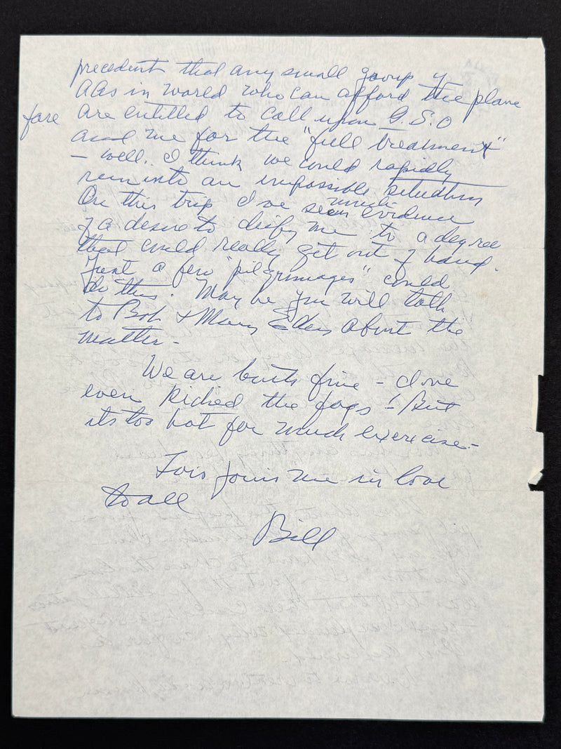 Bill W. Handwritten Letter to Nell Wing — March 6, 1968 — G.S.O. Visitors and the Demands of A.A. Leadership