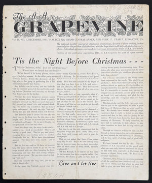 The A.A. Grapevine — December 1947 | Volume IV, No. 7 — Bill W. on the First Tradition