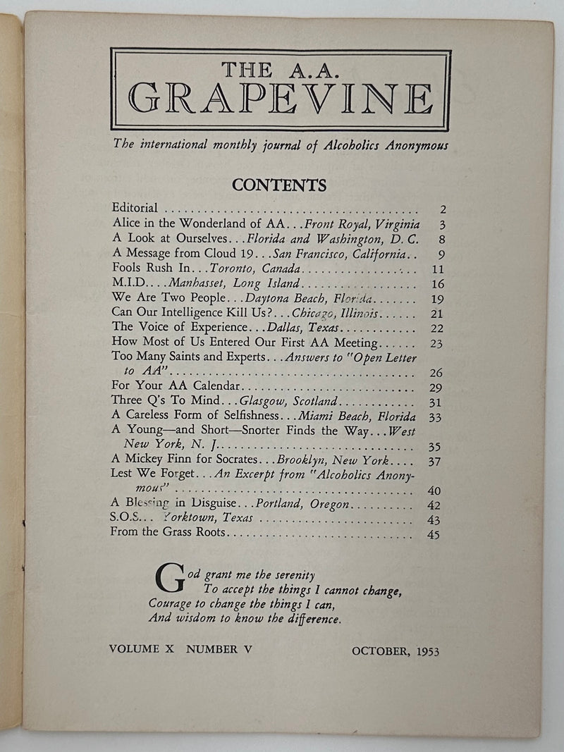 AA Grapevine from October 1953