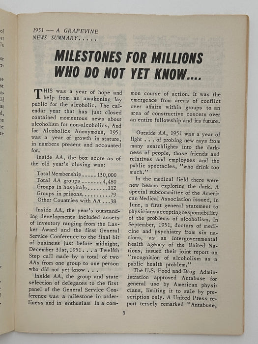 AA Grapevine from January 1952 - The Vision of Tomorrow by Bill