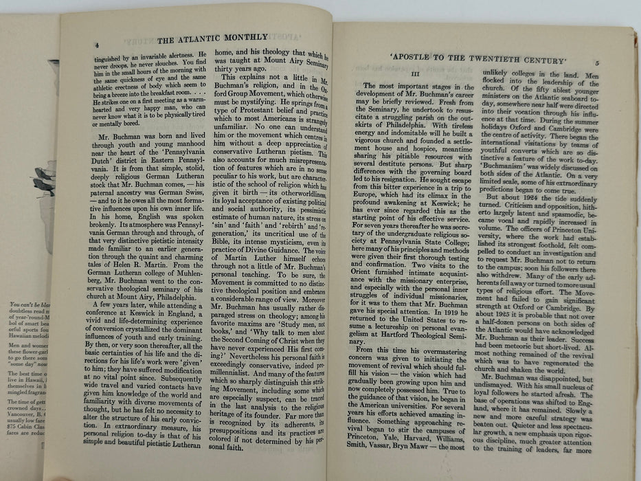The Atlantic Monthly from July 1934 - 'APOSTLE TO THE TWENTIETH CENTURY' - Buchman