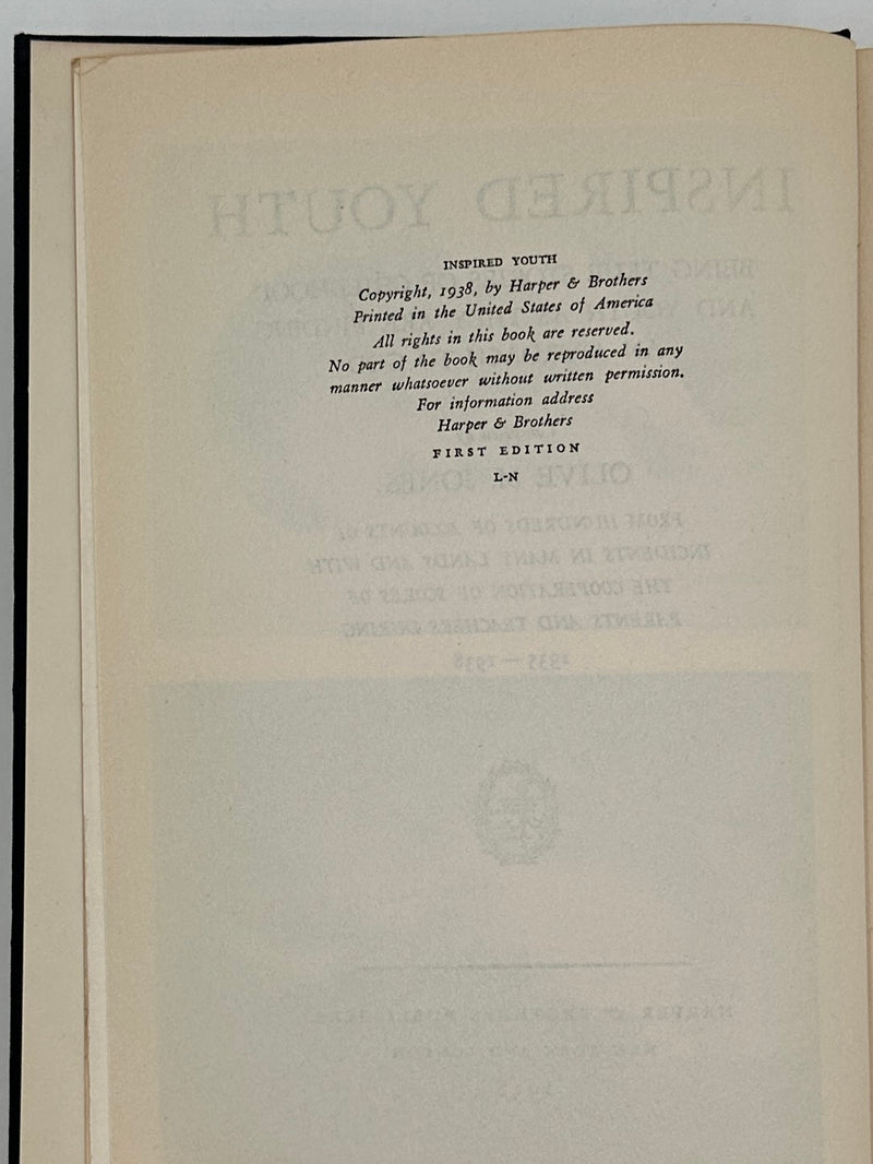 Inspired Youth by Olive M. Jones - First Edition from 1938 - RDJ