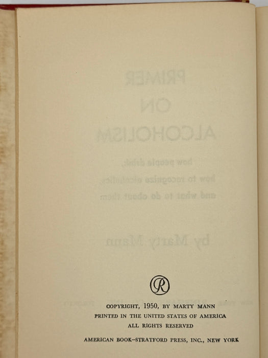 Primer On Alcoholism by Marty Mann - First Edition First Printing from 1950 - ODJ