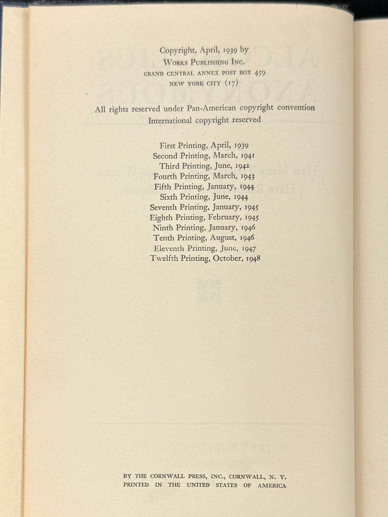 Alcoholics Anonymous — First Edition, Twelfth Printing (October 1948) with Original Dust Jacket