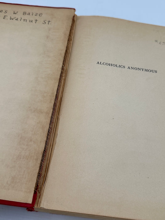 Alcoholics Anonymous First Edition First Printing from 1939