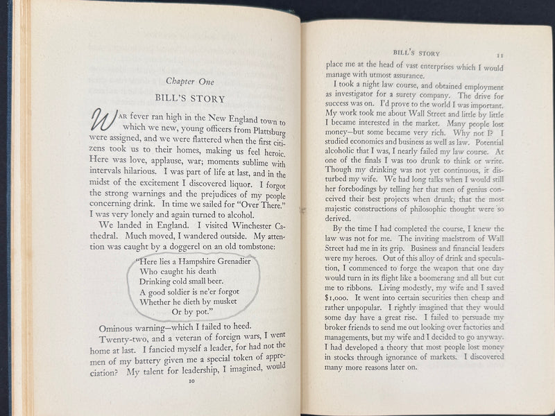 Alcoholics Anonymous — First Edition, Tenth Printing (August 1946) — Signed by Bill Wilson — Original Dust Jacket